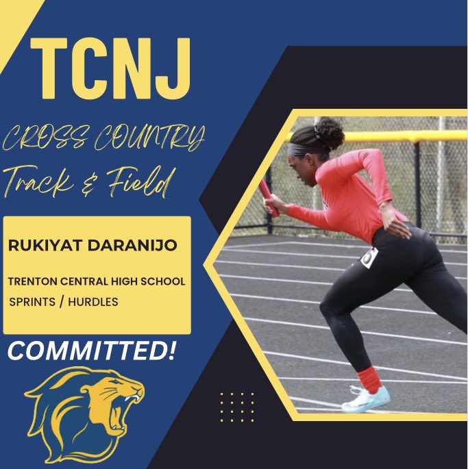 Welcome Rukiyat Daranijo to the pride! Rukky is a sprinter from Trenton Central HS who will study Civil Engineering. We are excited to have Rukky join our program! #TCNJXCTF #TCNJ #LionPride #IncomingClass
