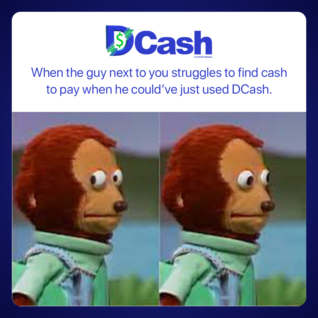 *𝘽𝙤𝙢𝙗𝙖𝙨𝙩𝙞𝙘 𝙎𝙞𝙙𝙚 𝙀𝙮𝙚* 👀😂

Download DCash from the Google PlayStore & The App Store. 📲

#DCashApp #ECCB #TransactionsMadeEasy #Caribbean #ECDollar #AntiguaandBarbuda #Anguilla #Dominica #Grenada #Montserrat #StKittsNevis #StLucia #StVincentAndTheGrenadines