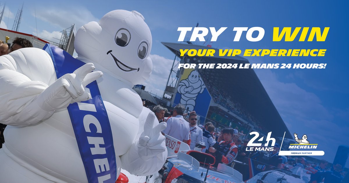 🎁Try to win your VIP experience for the 2024 #LeMans24 Hours for 2 people, 1 Michelin podium cap signed by Tom Kristensen or 1 of the 10 selections of Michelin goodies!

Simply follow the steps here: gleam.io/TWqxN/2023-le-…

 #WeRaceForChange #MichelinLeMans24 #Giveaway