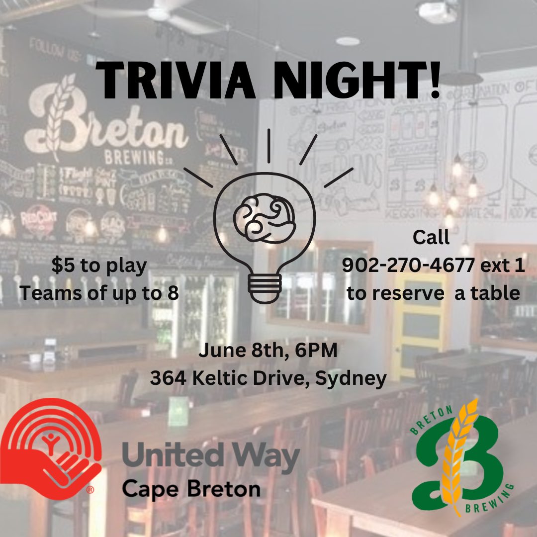 We are the charity of choice for the trivia nights in June with <a href="/bretonbrewing/">Breton Brewing Co.</a>! We hope to see you all tomorrow night!!