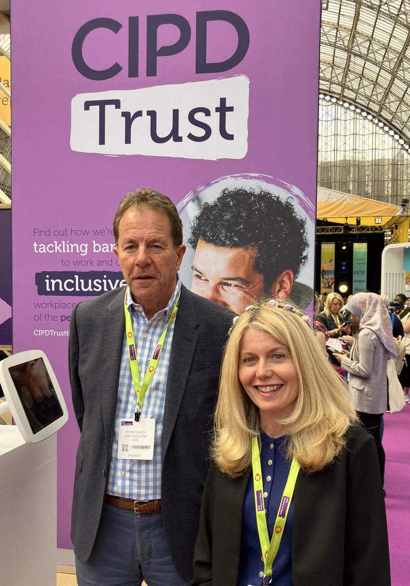 CIPD's tweet photo. Catching up with @Cheese_Peter &amp; @EleySally at the @CIPDTrust stand - creating the inclusive workplace of tomorrow 🚀🌍💫

Find out more here: https://t.co/CdszTSciBF

#CIPD #HR #FutureOfWork #FestivalOfWork https://t.co/RwSKjdlG0V
