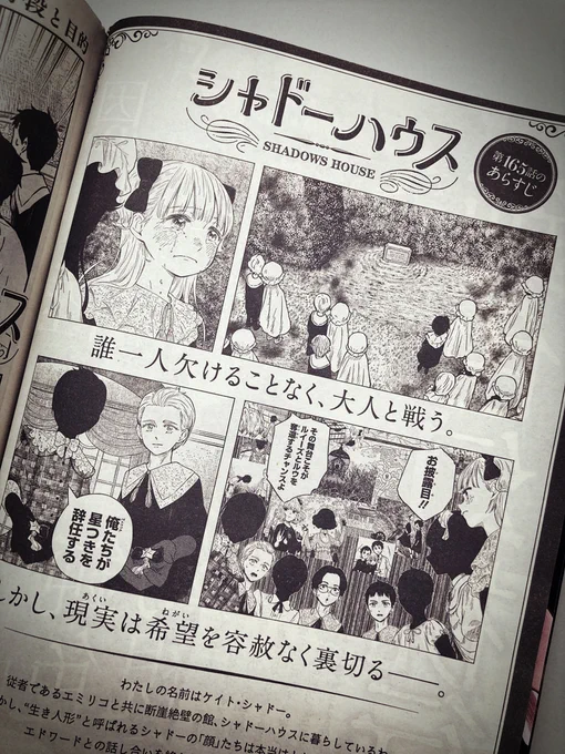 先週唐突にあらすじ挟まってたんですけど今後も「休載明けの号に掲載」らしいです #シャドーハウス