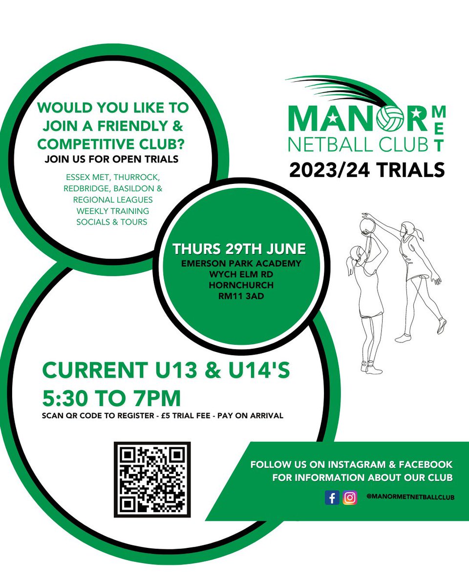 manormetnc's tweet photo. 🚨🏐 Trial Time 🏐🚨

Current Year 8 &amp; 9 Thursday 29th June

Current Year 10 &amp; up Saturday 10th June

For Years 1-7 please drop us an 📧 manornetballclub@gmail.com to register for a taster 

Can’t make the trial? complete the form &amp; will be in touch to organise a trial session. https://t.co/vdnG7O8ocT