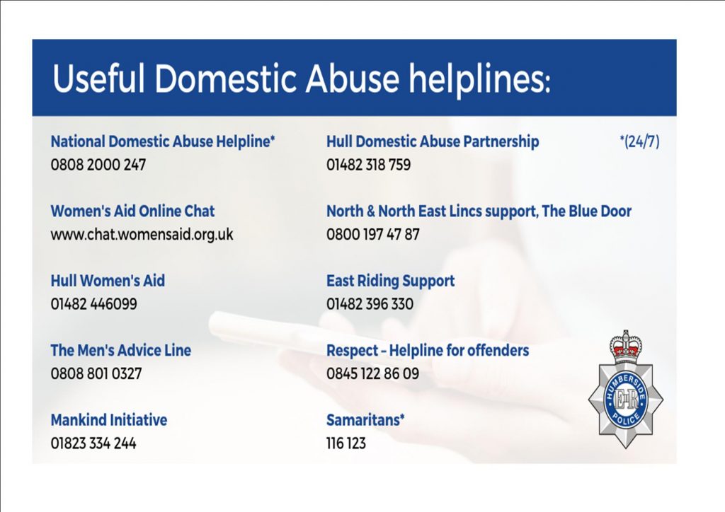 There's no excuse, for Domestic Abuse

CONTROL: youtube.com/watch?v=Ug5XV9…

@ervas2007 <a href="/WRc666666/">WhiteRibbonuk</a> <a href="/EastRidingHCP/">East Riding of Yorkshire Health & Care Partnership</a> @EastRidingSCP <a href="/FamiliesERYC/">East Riding Families Information Service Hub</a> <a href="/RefugeCharity/">Refuge</a> <a href="/womensaid/">Women's Aid</a> 

Help is on hand: