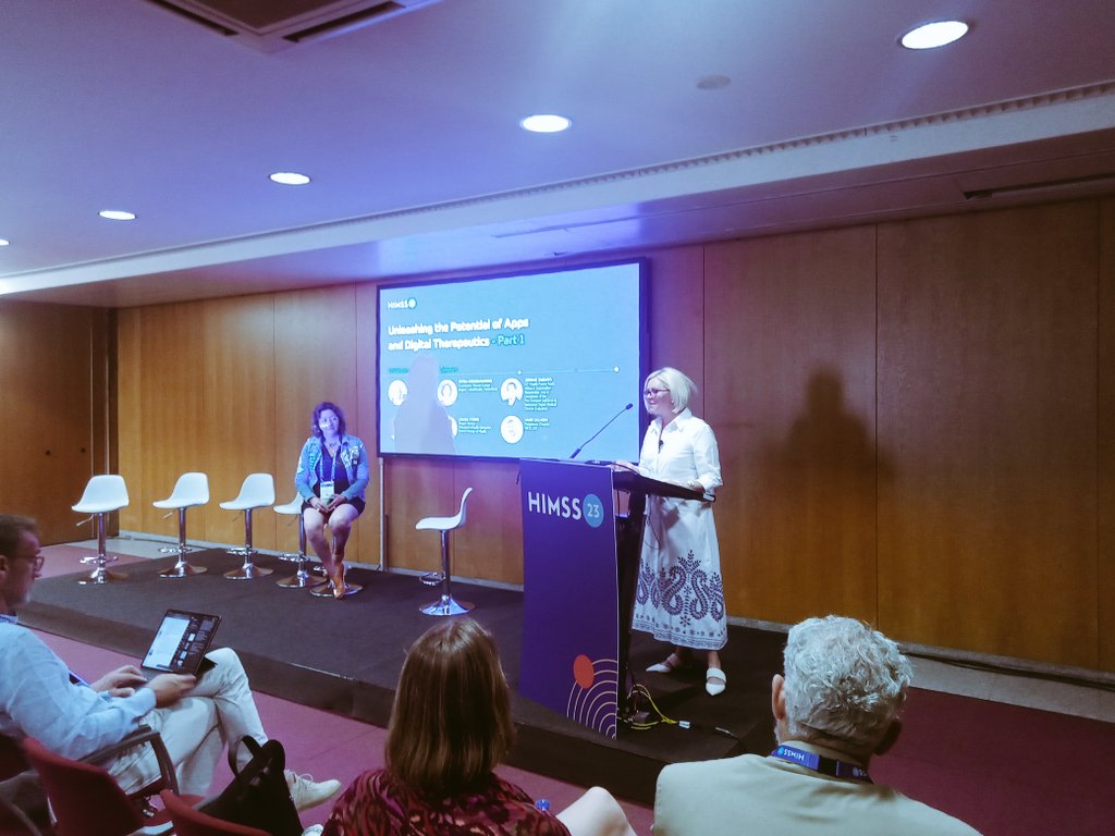 OrchaHealth: RT @Label2E: @LizAshallPayne is hosting “Unleashing the Potential of Apps and Digital Therapeutics” for @Label2Enable in #HIMSS23Europe with coordinator 
Petra Hoogendoorn speaking about necessity for labelling to build trust in DTx. @OrchaH…