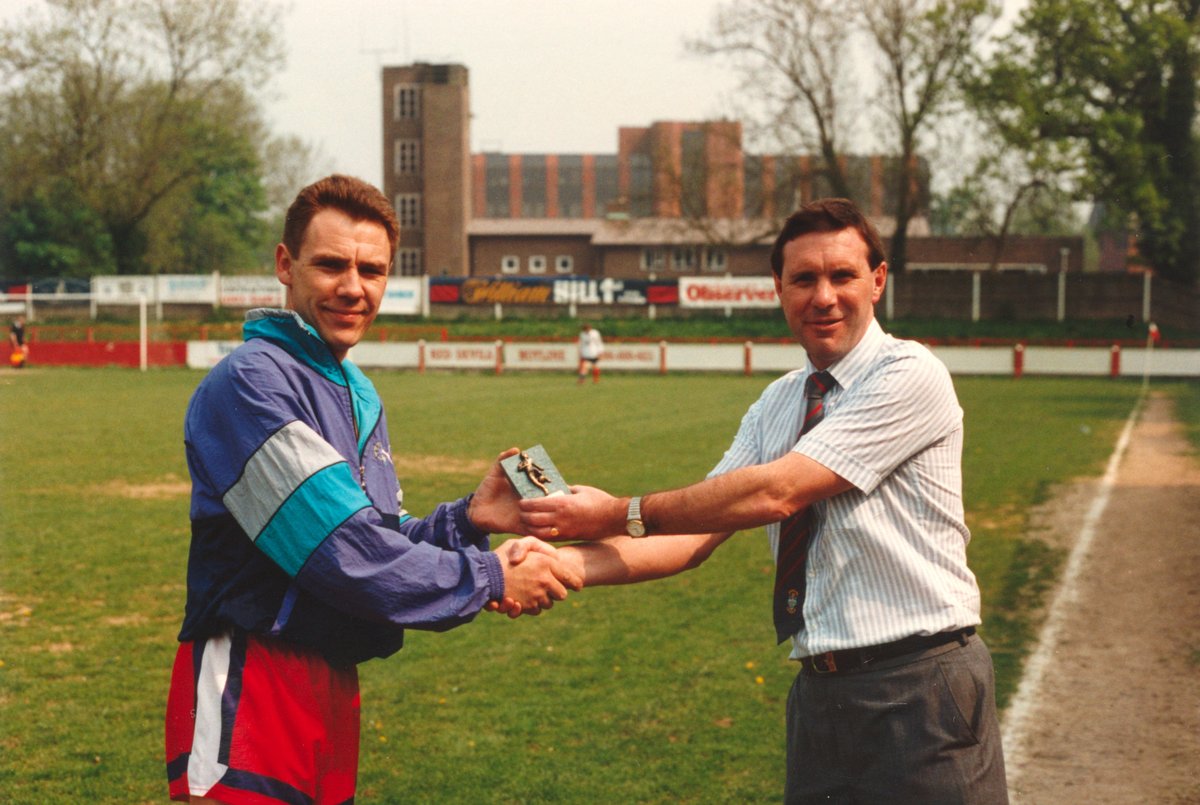 Following last weekend's <a href="/OakwoodFC/">Oakwood FC</a> awards we go back 30 years for one of Chairman/Manager Mark Gilbert's early accolades as <a href="/crawleytown/">Crawley Town FC</a> reserves player of the year 1992/93. Res manager John Howe presents the award. Nice retro Town Mead pic too.