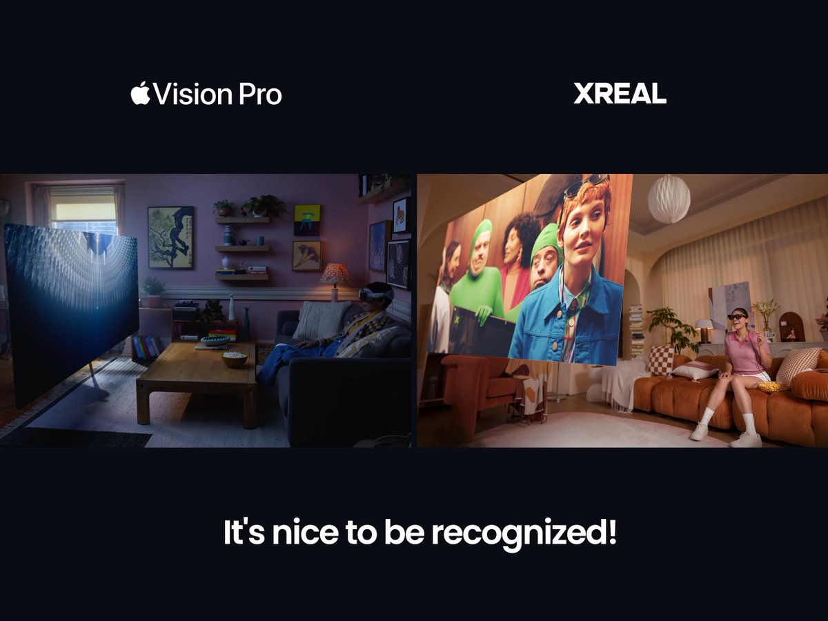 We'd like to think our vision has been recognized.

Find out more about XREAL 🔗 xreal.com
Get your XREAL Air 🛒 amzn.to/3OFpS4e

#WWDC23
#AppleVisionPro
#XREAL