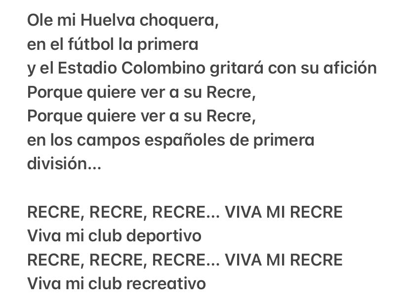 MOTIVOS POR LOS QUE CANTAR EL HIMNO TRADICIONAL EL DOMINGO

✅Resalta los colores de nuestra bandera.
✅Reivindica el Decanato.
✅Destaca nuestra antigüedad.
✅Pone en valor a nuestra ciudad.
✅Grita las ganas que tenemos de volver a ver al #Recre en lo más alto

¿Hace falta más?