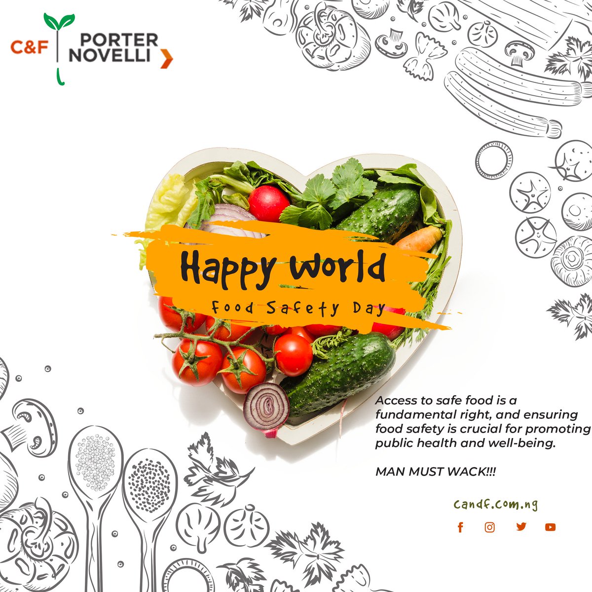 CandFPN's tweet photo. Hello,
You don chop today?!

C&amp;F Porter Novelli wishes everyone Happy World Food Safety Day 

 Today we celebrate the importance of safe and healthy food for all.

#C&amp;FPorterNovelli
#WorldFoodSafetyDay #FoodSafety #PublicHealth https://t.co/JhET74lcAj