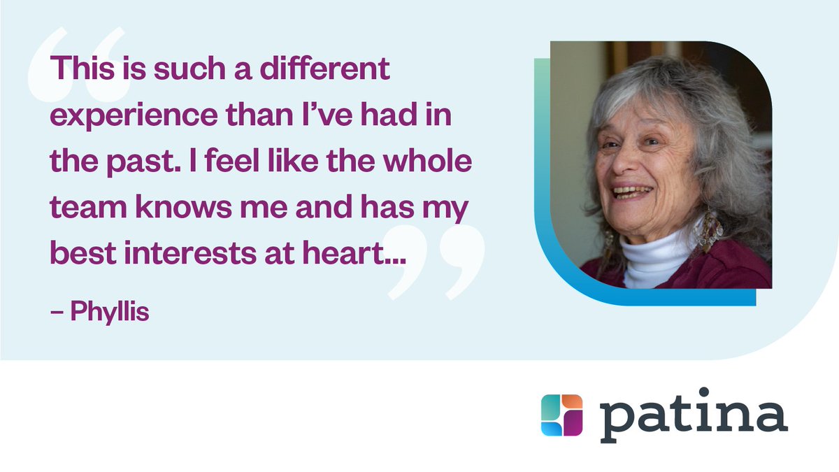 83-year-old Phyllis experienced a stroke that impaired her walking and strength, and wanted a primary care practice that understood her unique needs and preferences. Now a Patina patient, she’s able to focus on what matters most to her: bit.ly/3ZR0Ceg  #WeSeeYou