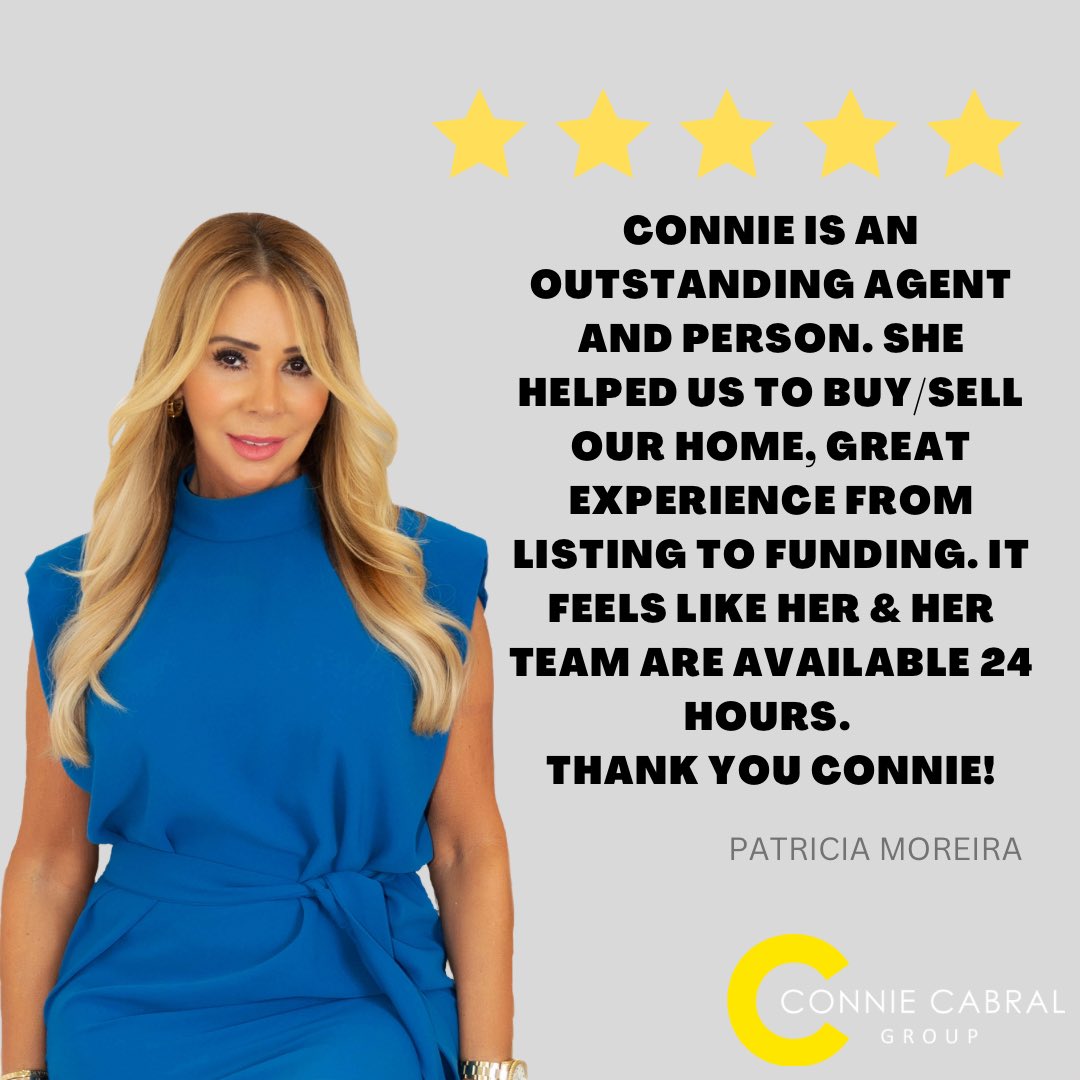 #FiveStarReview 🤩⭐️ Thank you Patricia Moreira for taking the time to share your experience with the #ConnieCabralGroup