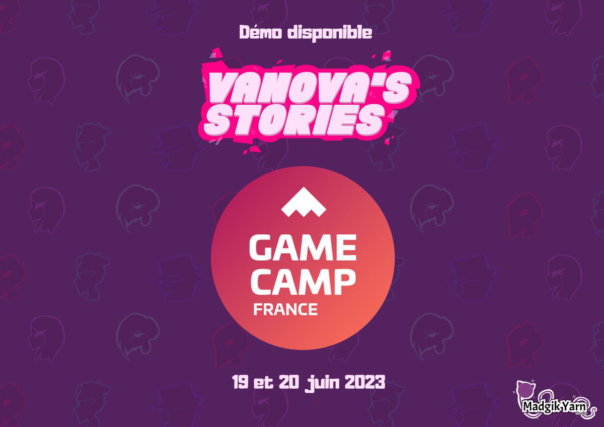 Nous serons présents au <a href="/GameCampFrance/">Game Camp France</a> les 19 et 20 Juin avec l'incubateur <a href="/LetsGOJV/">Let's GO, l'incubateur Jeu Vidéo - GAME CAMP 2023</a>
de <a href="/GameOnlyFr/">Game Only</a>, et une démo de <a href="/VanovasStories/">Vanova's Stories ➡️ ​AVAILABLE NOW ON STEAM</a>

Vous pourrez explorer quelques pièces de l'hôtel Undersee et interroger vos premiers suspects 🕵🔍 

Nous avons hâte de vous rencontrer !