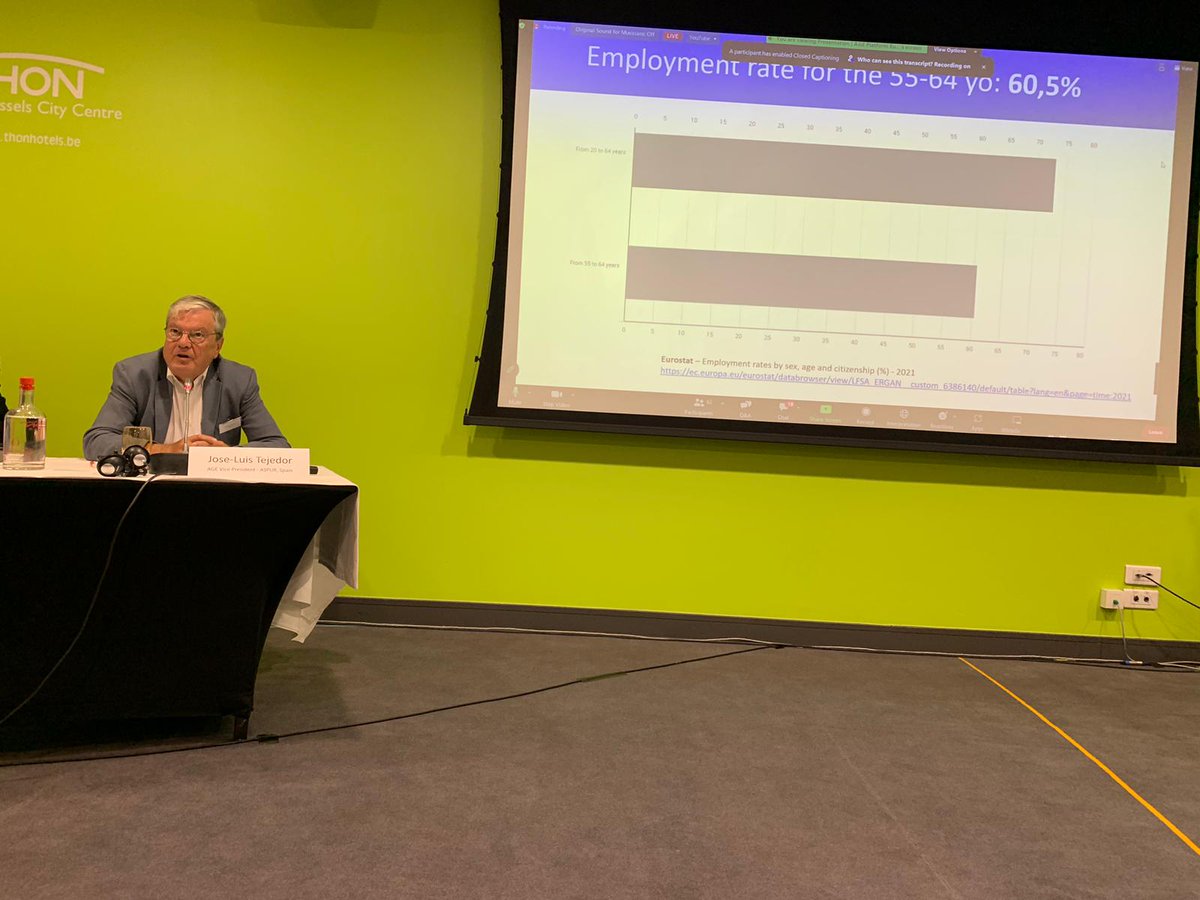 AGE_PlatformEU's tweet photo. 🗣️Jose-Luis Tejedor - AGE Vice President - ASPUR, Spain
"Employment rates in Europe for people between 55 and 64 years is only 60,5% – meaning that almost one in two older workers does not work. We need better support for older people on the labour market"
#AGEconf23 https://t.co/MbU7bZGSyb