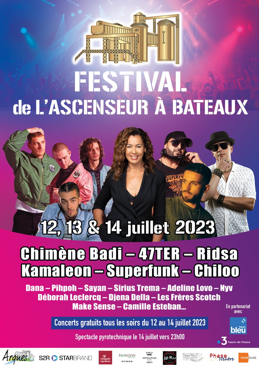 Venir vivre à Arques 3 jours de festival au pied de l'ascenseur à bateaux des Fontinettes !
Infos sur ville-arques.fr