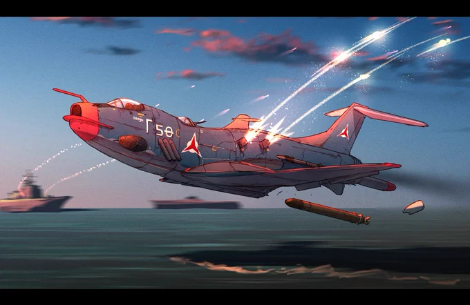 ジェット雷撃機の絵を描きました A sketch of Early jet torpedo bomber