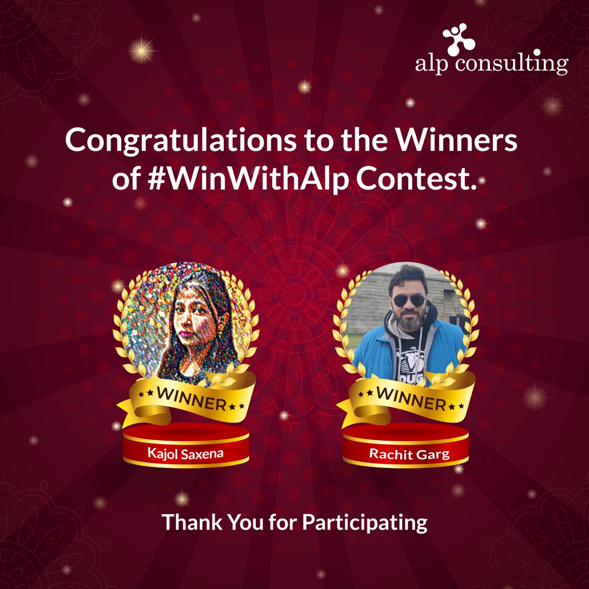 Congratulations to the winners of the #WinWithALP contest!

We kindly request you to DM us your Email ID and Phone Number. Thank you all for participating in a big way.

#Contest #ContestIndia #ContestWinner #WinWithALP