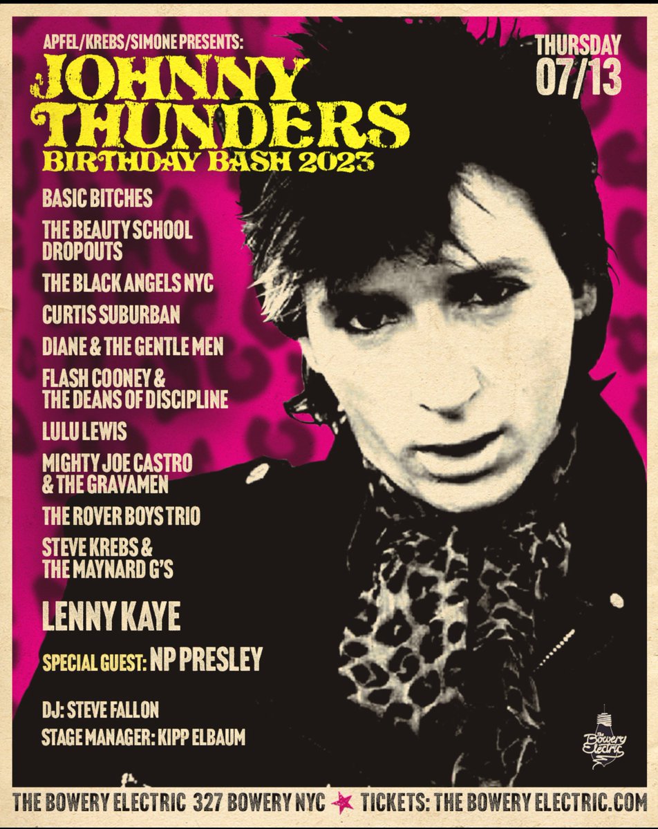 GScalmato's tweet photo. playing with The Beauty School Dropouts again at The 2023 Birthday Bash!!
#JOHNNYTHUNDERS #JOHNNYTHUNDERSbirthdaybash2023 #lamf #PUNK #punkrock #Boweryelectric #WalterLure #johnnythundersandtheheartbreakers #lennykaye #apfelkrebssimone #Nydolls #NYC #lowereastside https://t.co/plq2YUVAVU