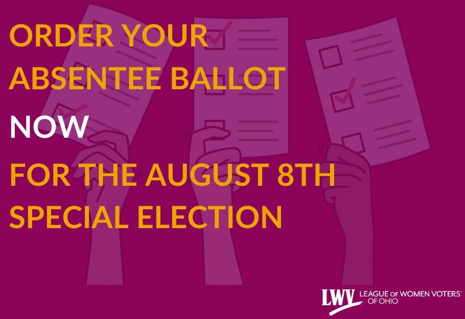 Not sure where you'll be during Ohio's special election on August 8th? Voting absentee is a great way to be sure your voice will still be heard even if you're going on vacation or just juggling real life on Election Day. Request yours here today: bit.ly/Vote411Absente…
