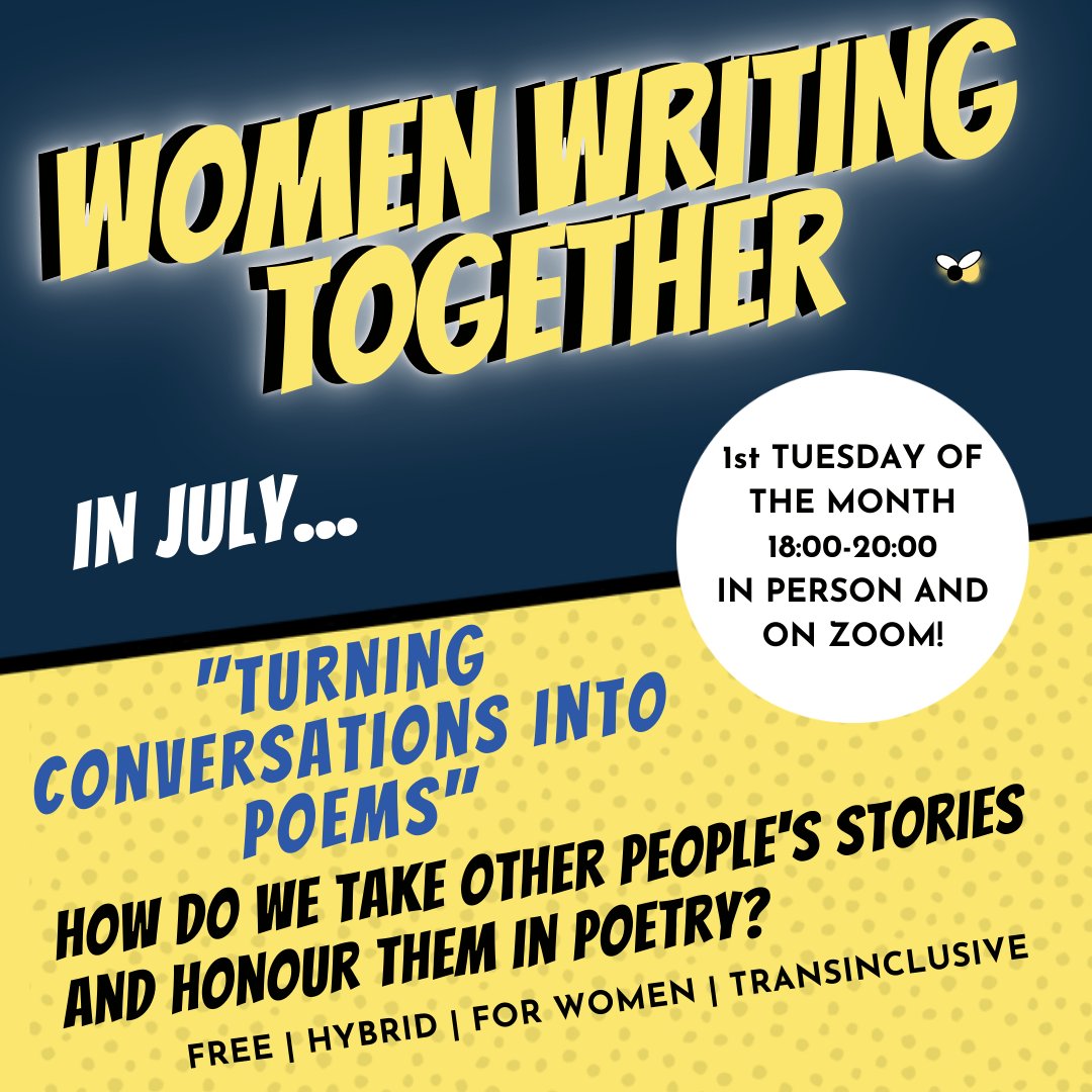 Boost your confidence and creativity with our Hybrid Writing Workshop for women poets at all experience levels.

We're in for a treat with @lizzie_lovejoy on 4 July, who will explore how we engage in conversations & what we can learn from them.

eventbrite.co.uk/e/women-writin…