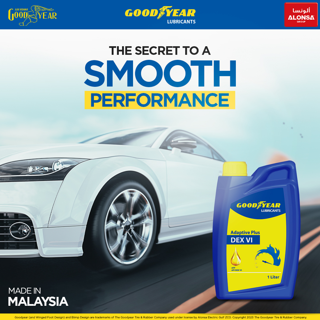 Don't compromise on performance - choose Goodyear Lubricants for a performance that's smoother than silk.

#Goodyear #GoodyearLubricants #ATF #DEXVI #TransmissionOil #MadeinMalaysia