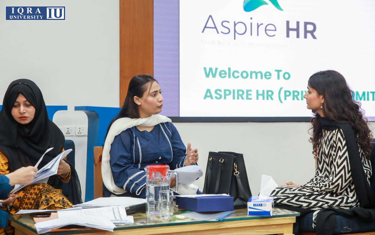 IqraUniOfficial's tweet photo. The Talent Acquisition team of Aspire HR, a market leader with over two decades experience of empowering , visited Iqra University to recruit its fresh graduates.
#IqraUniversity #Recruitmentdrive #AspireHR #HumanCapital #HCMSolutions #Talent #CLU https://t.co/SRZKYdde9m