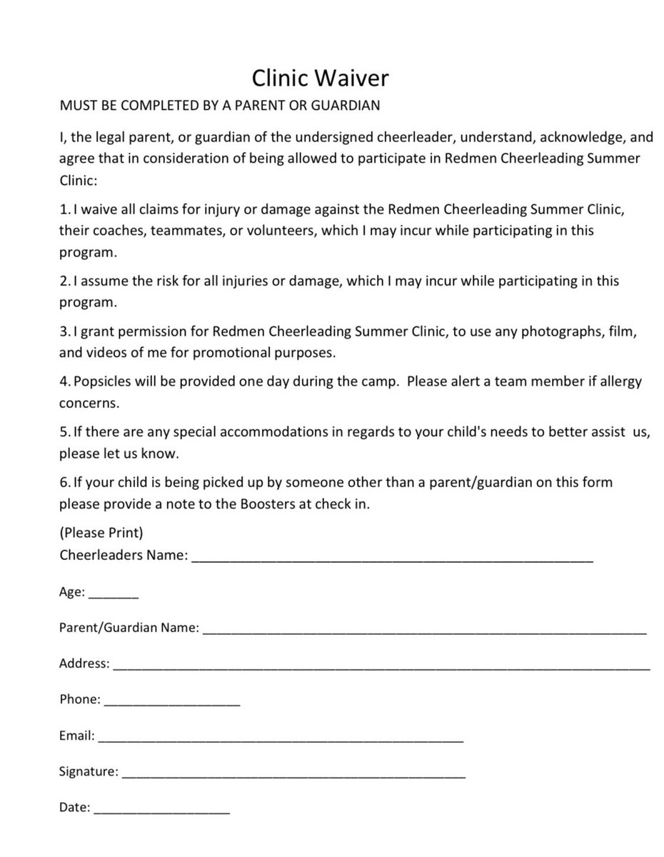 The Summer Cheer Clinic this summer will take place on June 26th to the 29th! Registration is open to all Pre-K-8th! Non-Tewksbury Residents are welcome!! Join us on all the fun!! ♥️