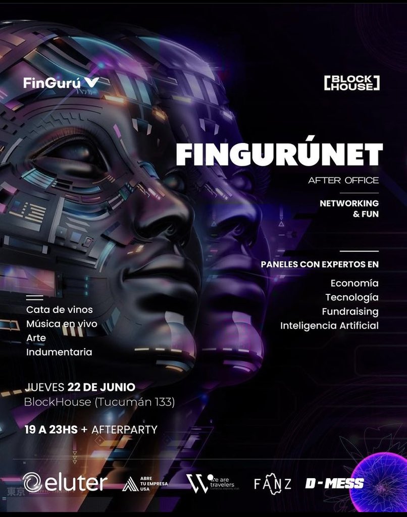 FinGuruok's tweet photo. Jueves 22 de junio: 
Aprendizaje, entretenimiento y networking
@DarioEpstein @gneffa @AmmaturoGustavo @blockhouse_club @FanzEvents @Eluterapp 
@sergiecode @CeciFrontera @ragaco30 @SoyDalto @AleeeM1 @soytomim https://t.co/pKZ53bjpJp