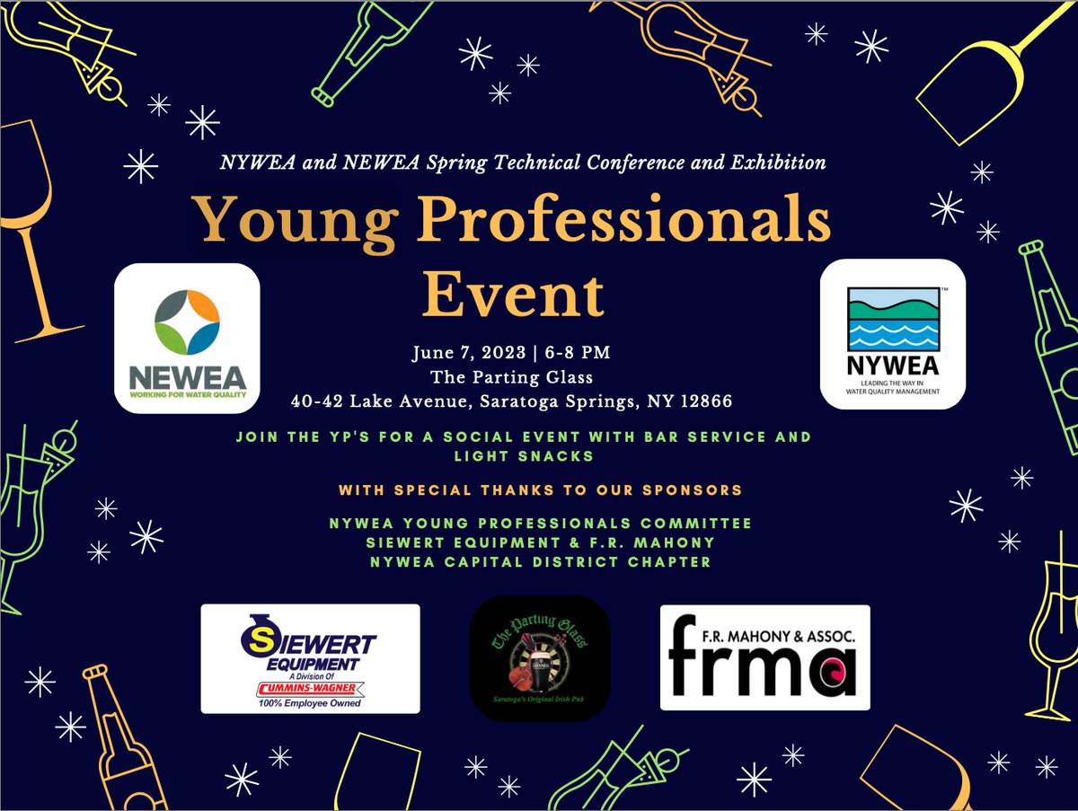 We have a lot of exciting events happening on day one of the #NYWEA &amp; <a href="/NEWaterEnv/">NEWEA</a> Spring Technical Conference, so stay tuned!

#YoungProfessionals will host a social following today's events; we hope to see you there!

 #AllforOneandOneforWater
#SPConference23