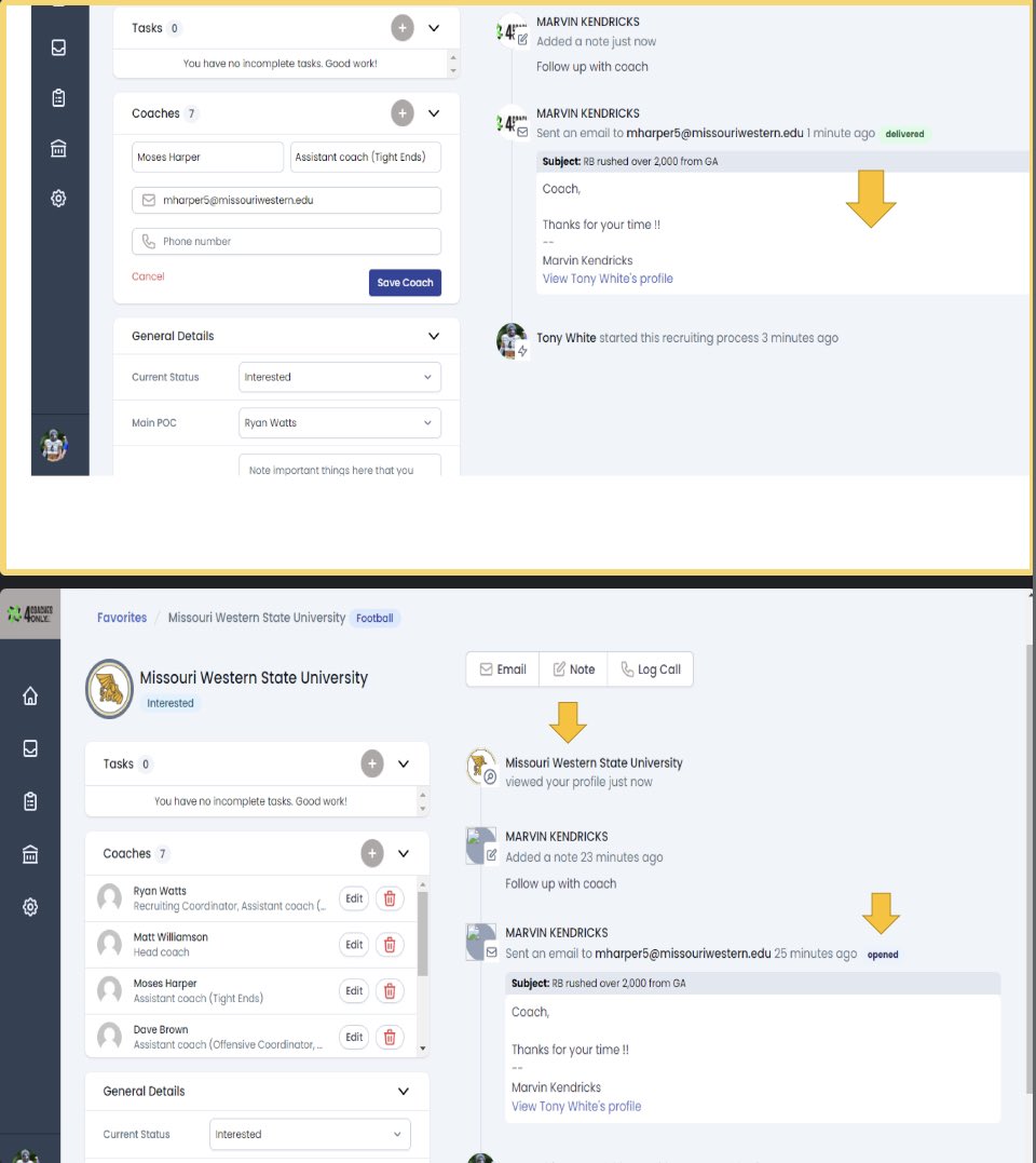 Our system allows coaches or parents to see who receives the email and who opens it. No blank emails. Stop wasting time! 

#4CoachesOnly #4CoachesOnlyServices #RecruitingSoftware #SportsTech #RecruitmentAgency #CollegeScholarships #CollegeAthletes #SportScholarship