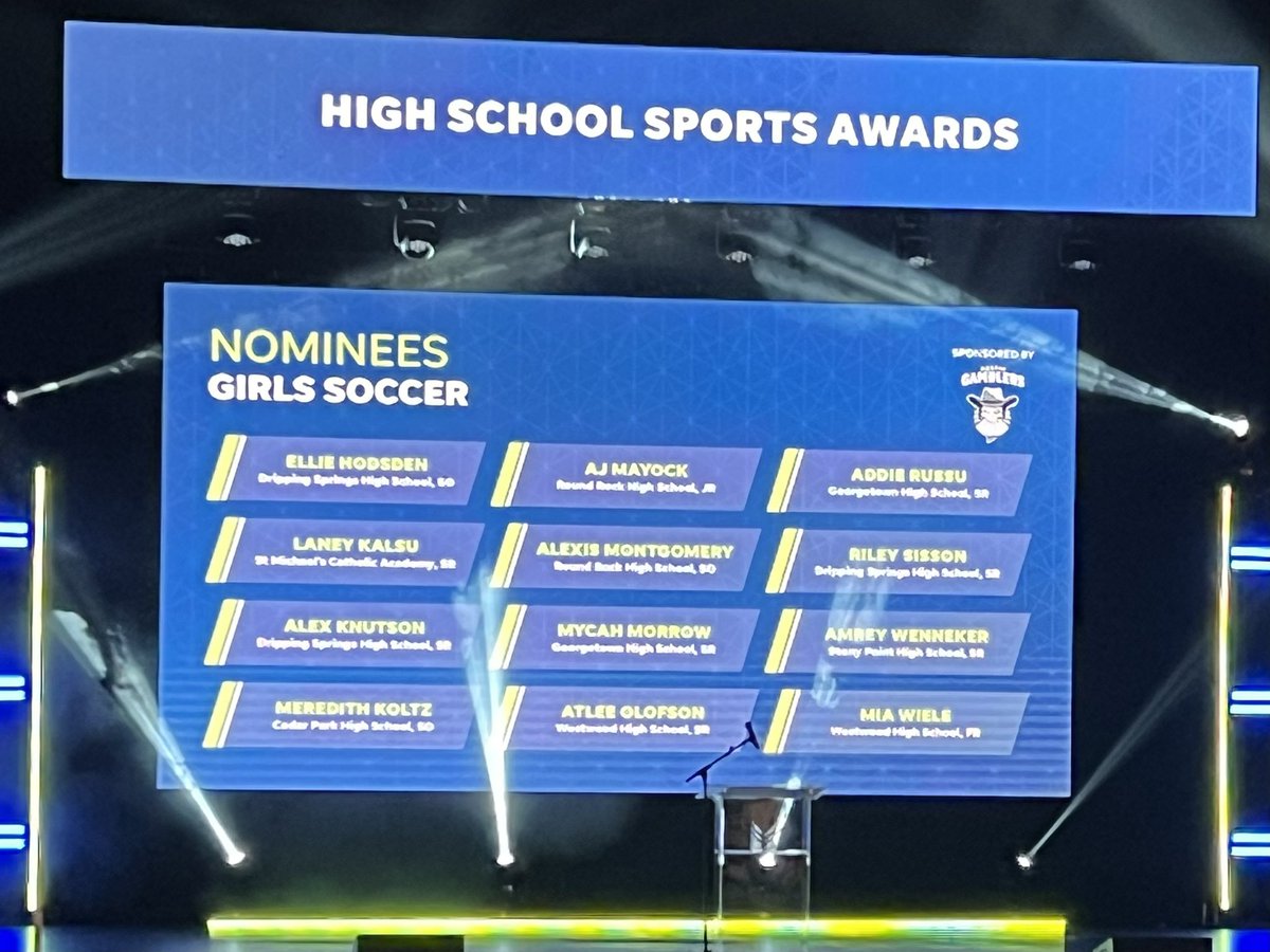 MiaWiele's tweet photo. Big Thanks‼️to @statesman @Rickyprep @thomasjhenrylaw @TexasChildrens and @jamaalcharles for a great evening at the Austin Area Sports Awards and huge congrats 🎉 to my @WWGirlsSoccer teammate @Atleeolofson 🍀 for being named Girls Soccer Player of the Year 👏👏👏‼️#austinhssa https://t.co/2cj43i68Al