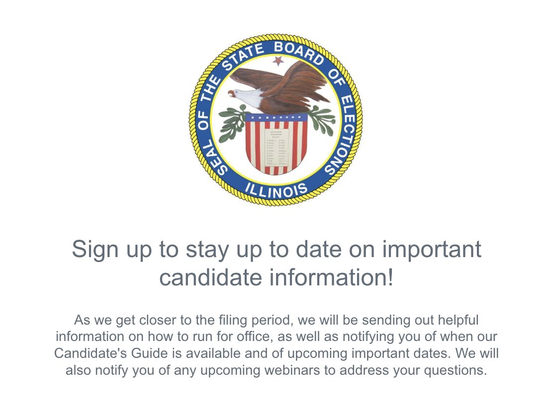 Are you considering running for office in 2024? Sign up to join our emailing list to receive information on running for office, including when the Candidate's Guide and packets are available! #election2024 #runningforoffice 
lp.constantcontactpages.com/su/7uhj6GA/Ill…