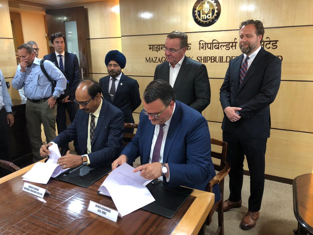sidhant's tweet photo. Flash: Germany's TKMS &amp; India's MDL sign MoU to bid for India's Submarine project under project 75i. https://t.co/DKUWCqTsFu