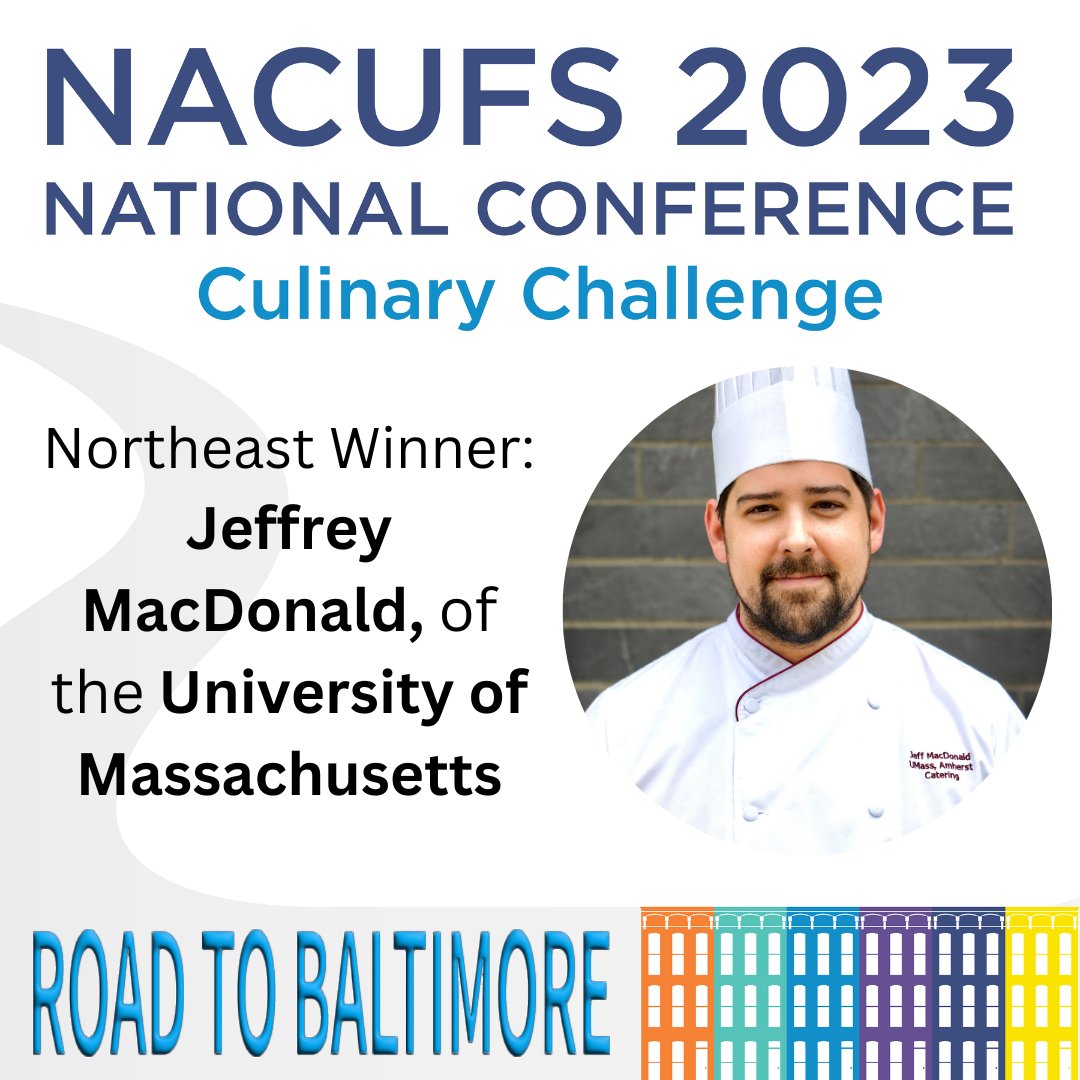 NACUFS (@nacufs) on Twitter photo Chef Jeffrey MacDonald, Northeast winner for NACUFS' regional Culinary Challenge, is on the road to the Nat'l! Cheer on Chef Jeffrey and the others at the #NACUFS2023 National Conference, taking place July 19-22 in Baltimore, Md! <a href="/UMassDining/">UMass Dining</a>
#DiscovertheCharm #RoadToBaltimore Chef Jeffrey MacDonald, Northeast winner for NACUFS' regional Culinary Challenge, is on the road to the Nat'l! Cheer on Chef Jeffrey and the others at the #NACUFS2023 National Conference, taking place July 19-22 in Baltimore, Md! <a href="/UMassDining/">UMass Dining</a>
#DiscovertheCharm #RoadToBaltimore
