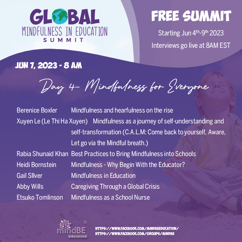 We are now on Day 4 of the Global Mindfulness in Education Summit!
Sign up here if you haven't yet >> mindbeeducation.vipmembervault.com/products/cours…
#GlobalMindfulnessinEducationSummit2023 #MindfulnessForKids #MindfulLearning #MindfulEducation #SEL #mindfulness #globalmindfulness #MindfulParenting