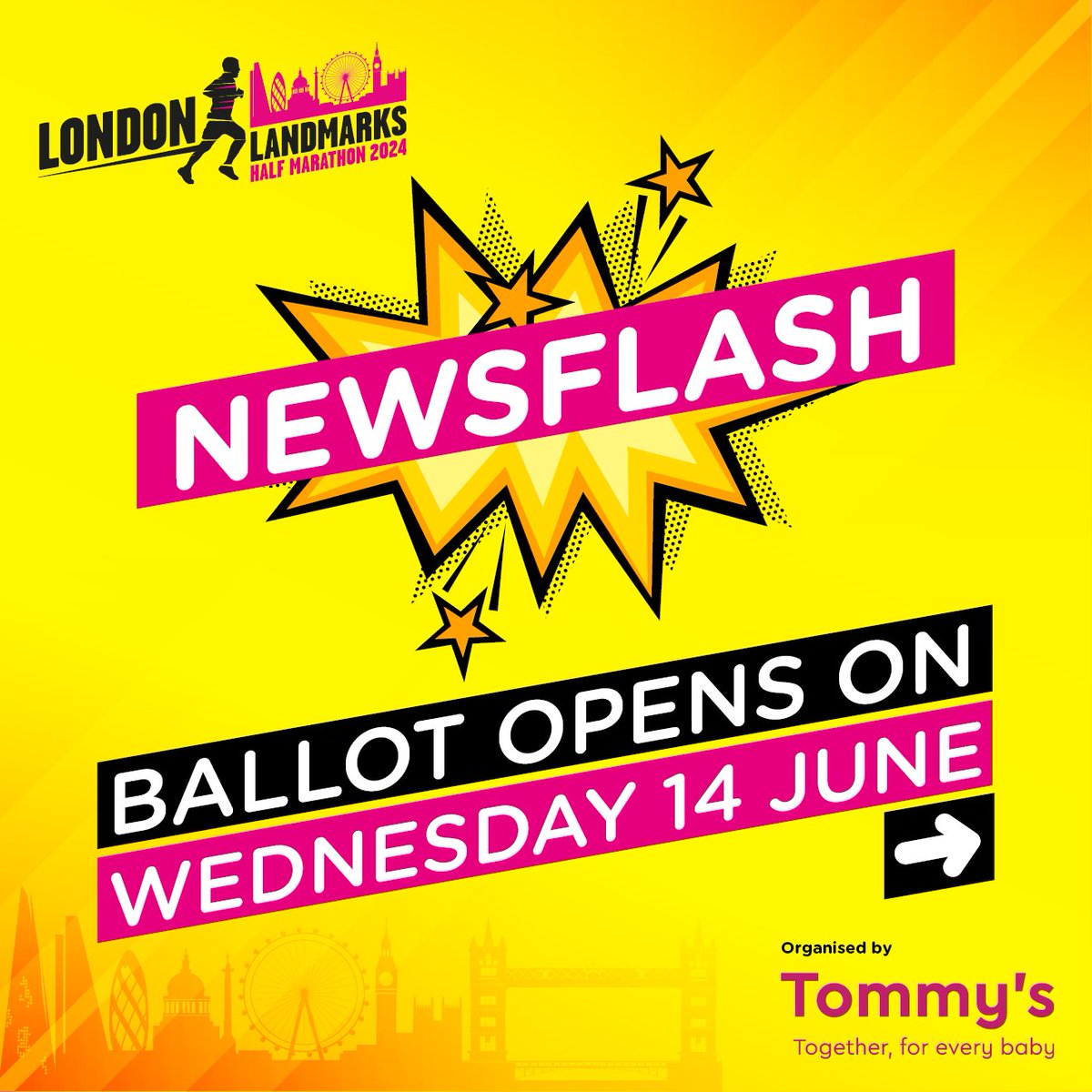LLHalf's tweet photo. Drum roll please 🥁🥁🥁... the ballot for #LLHM2024 will open next Wednesday 14 June. The 2024 edition of the race is set to be the BIGGEST London Landmarks Half we have seen!
For more information, visit https://t.co/Noh3Lwu3c9
#LLHMBallot #halfmarathon #London #charity #London https://t.co/0xrAzcfMMJ