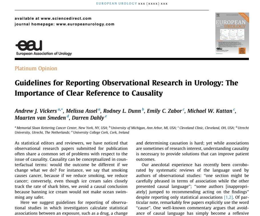 When you are working in urology there is no excuse for not talking clearly about causality in observational research after this got published in 4 leading journals
auajournals.org/doi/10.1097/JU…