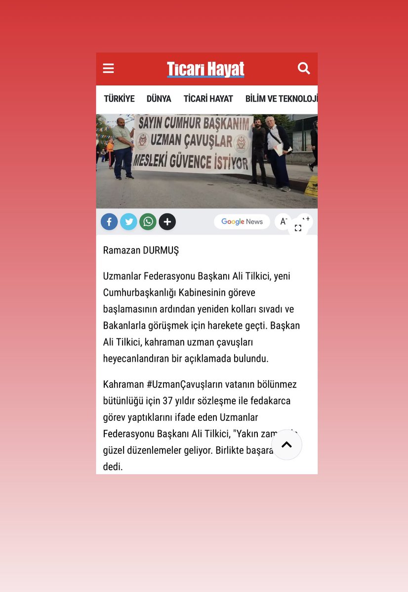 Kahraman Uzman Çavuşların 37 yıldır süregelen başta kadro olmak üzere mağduriyetlerinin biran önce çözüme kavuşturulması elzemdir
Geçen hergünde binlerce Kahraman,Bu Milletin asil evlatları,fedakar yiğitleri onarılmayacak şekilde mağdur oluyorlar

Sayın Cumhurbaşkanımız