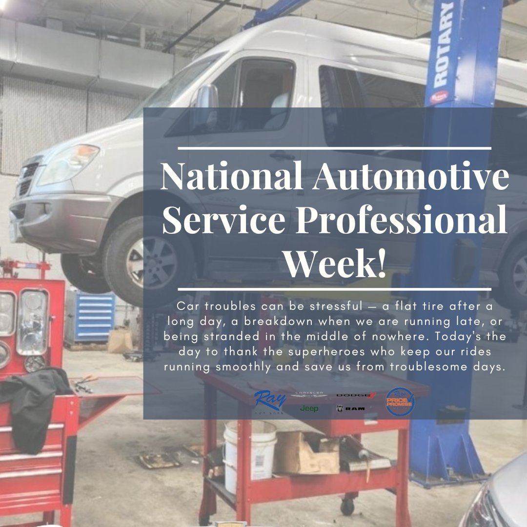 We would like to give the #CarService team at Ray CDJR a special thank you today for all of your hard work and dedication! 🙂

#CarServiceExperts #AutomotiveService #CarDealer