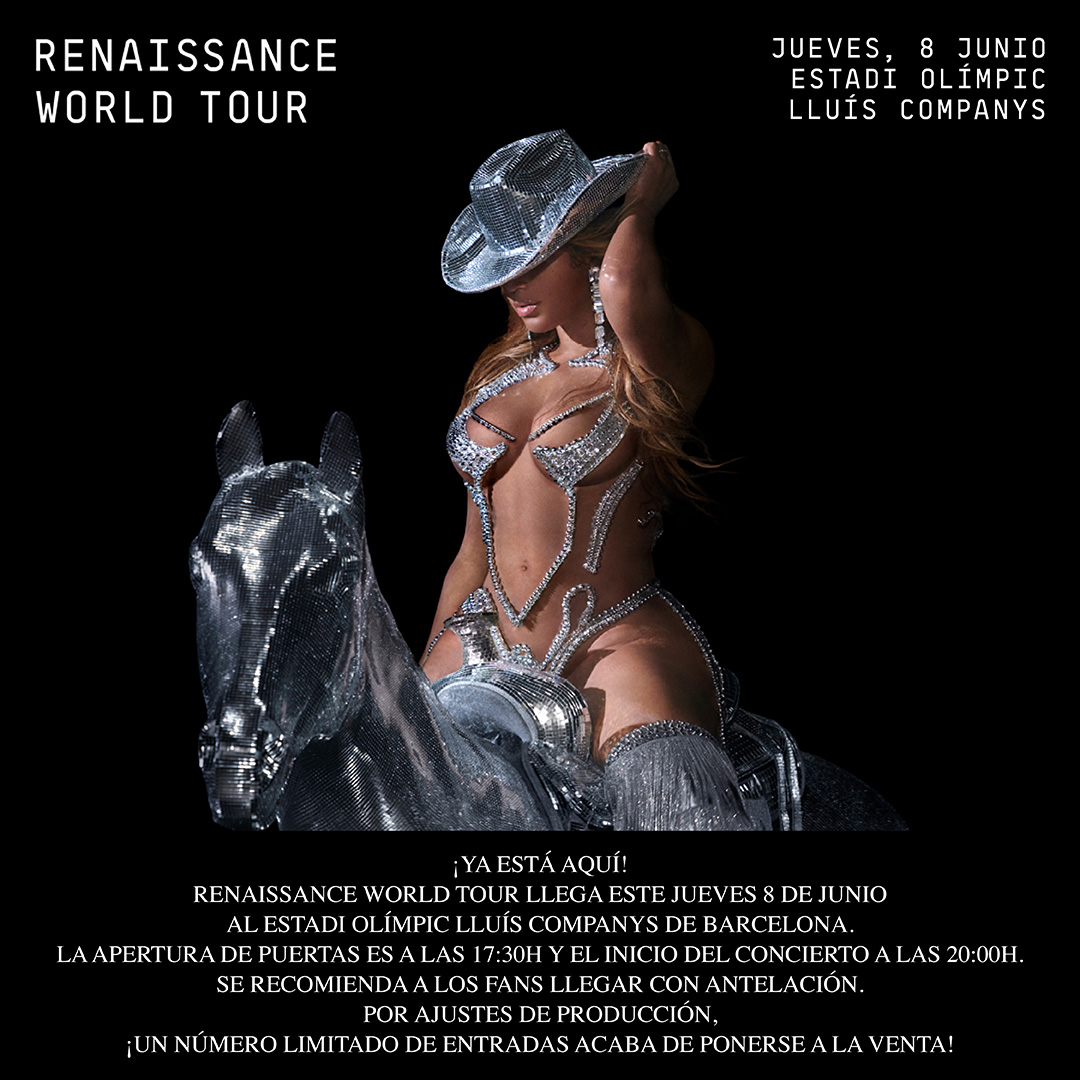 LiveNationES's tweet photo. Por ajustes de producción, se han liberado un número limitado de entradas para el concierto de Beyoncé mañana en Barcelona.
Ya a la venta: https://t.co/vox0RGTw0E https://t.co/KKtNgVj42m