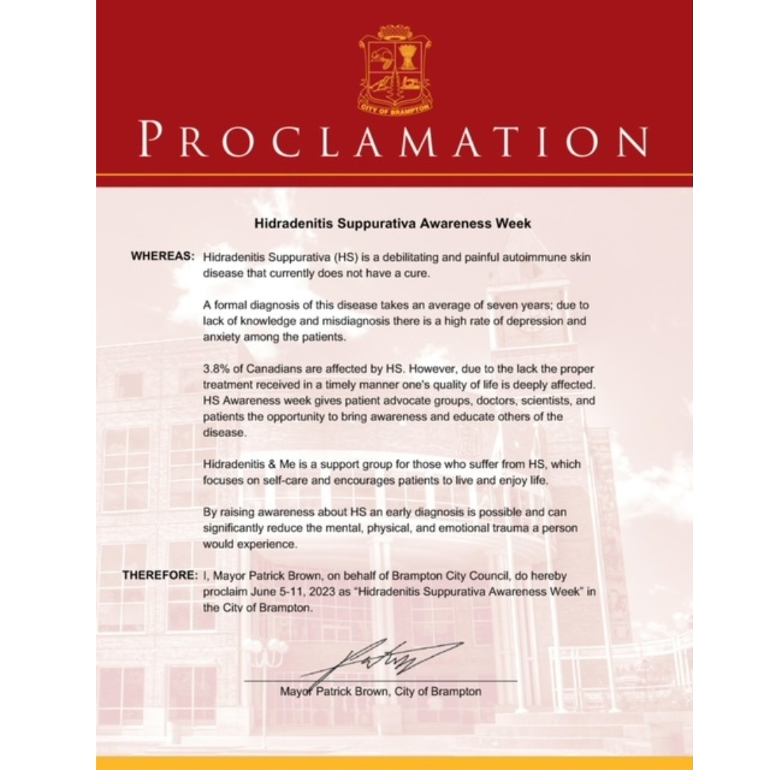 hsheroesca's tweet photo. A very special thank you to the cities of Edmonton, Brampton, and Burlington, as well as the province of Newfoundland &amp; Labrador for proclaiming June 5th-11th HS Awareness Week

#HSHeroes #HidradenitisAndMe #HSAwarenessWeek #HSCanada https://t.co/L2P8nGIE9z