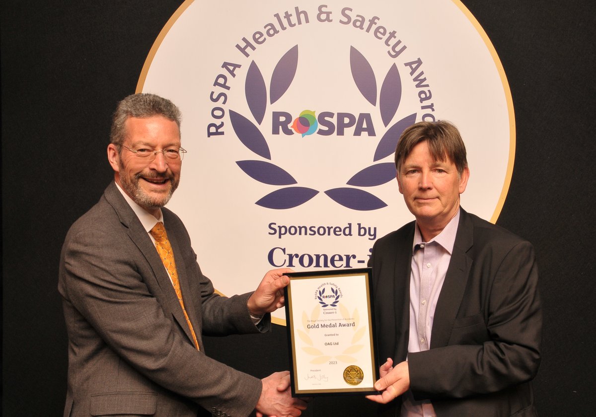 Oagltd's tweet image. Our HSQE Director, Richard Woollard was in attendance at the @RoSPA Awards a few weeks ago to receive a Gold Medal for achieving our 8th consecutive RoSPA Gold Award.
#rospawinner2023 #safety #safetyatwork #safetyfirst #OAGproud