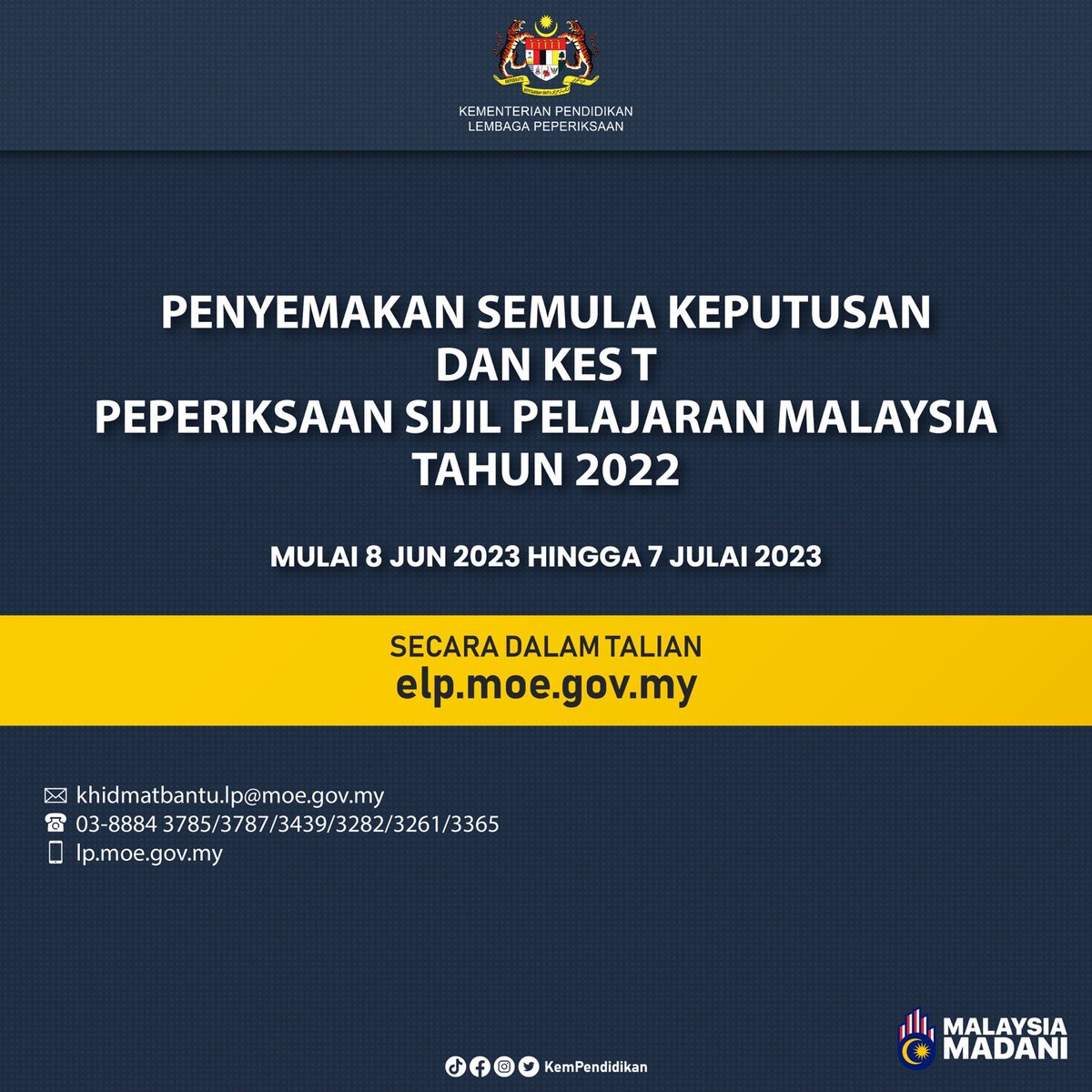 KPM on Twitter "INFO KPM Informasi berkaitan semakan keputusan