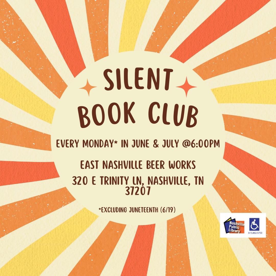 ENBW is teaming up with @NowatNPL to bring you the Silent Reading Club. Meet up at the taproom every Monday at 6pm for the duration of Summer Reading Challenge (June 1st- July 31st). Hope to see you there!

#eastnashville #eastnash #inglewoodnashville #libraryprograms #nashville