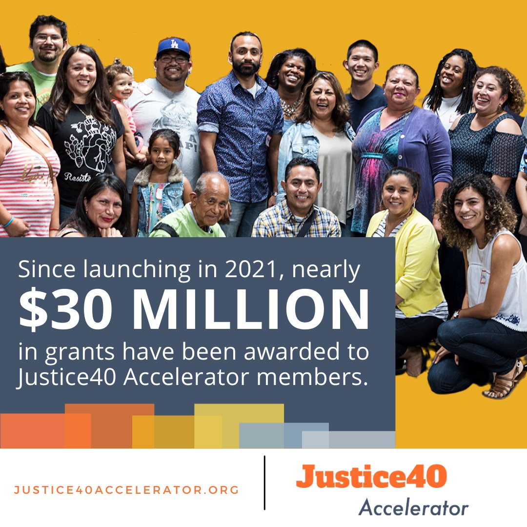 Since 2021, nearly $30M in grants have been awarded to organizations in
the #Justice40Accelerator. You can connect your community to the benefits
of the #Justice40 Initiative, too. Apply today to join the next cohort! ▶️
Justice40Accelerator.org

#Justice40Accelerator