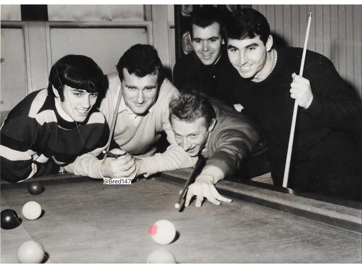 George Best admiring Denis Laws cue action. Mid 1960s. #mufc