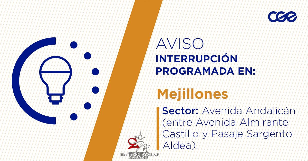 EmergMejillones's tweet image. #Mejillones ⚡️ #EM ⚠️ 
Para mejorar la calidad del suministro de nuestros clientes de #Mejillones, este miércoles, entre 10:00 y 16:00 horas, se realizará una #InterrupciónProgramada (sectores en la imagen 👇) debido a trabajos de mejoras.
Recuerda desconectar tus artefactos 🔌