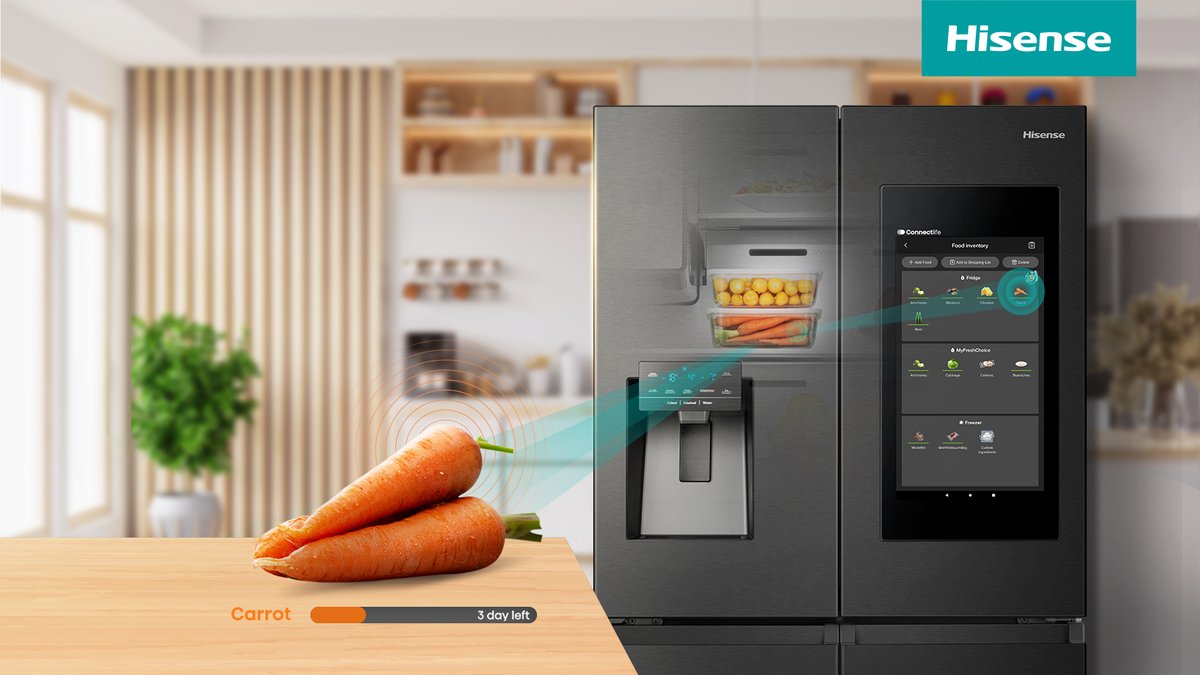 HisenseIntl's tweet photo. Say goodbye to expired food with #HisenseFridge. Our smart screen keeps tabs on expiration dates, so you don‘t have to.
No more #ForgottenCorner, this is how #MeetWindowAtTheDoor ! 📆🍽️
✨We are still accepting organized fridge photos for the Fridge Giveaway! Enter the draw now! https://t.co/jQaJViRGO6