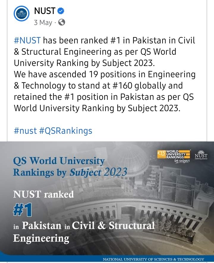 One of #1 structural engineer 😁
#NUST #QSRanking