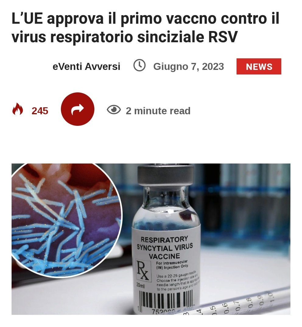 e_Avversi's tweet photo. L'UE approva il primo vaccno contro il virus respiratorio sinciziale RSV 

https://t.co/3NAIAgEQMG

#vaccino #rsv #VaccineDeaths #UE #EventiAvversiNews https://t.co/PbU0Eznzl2