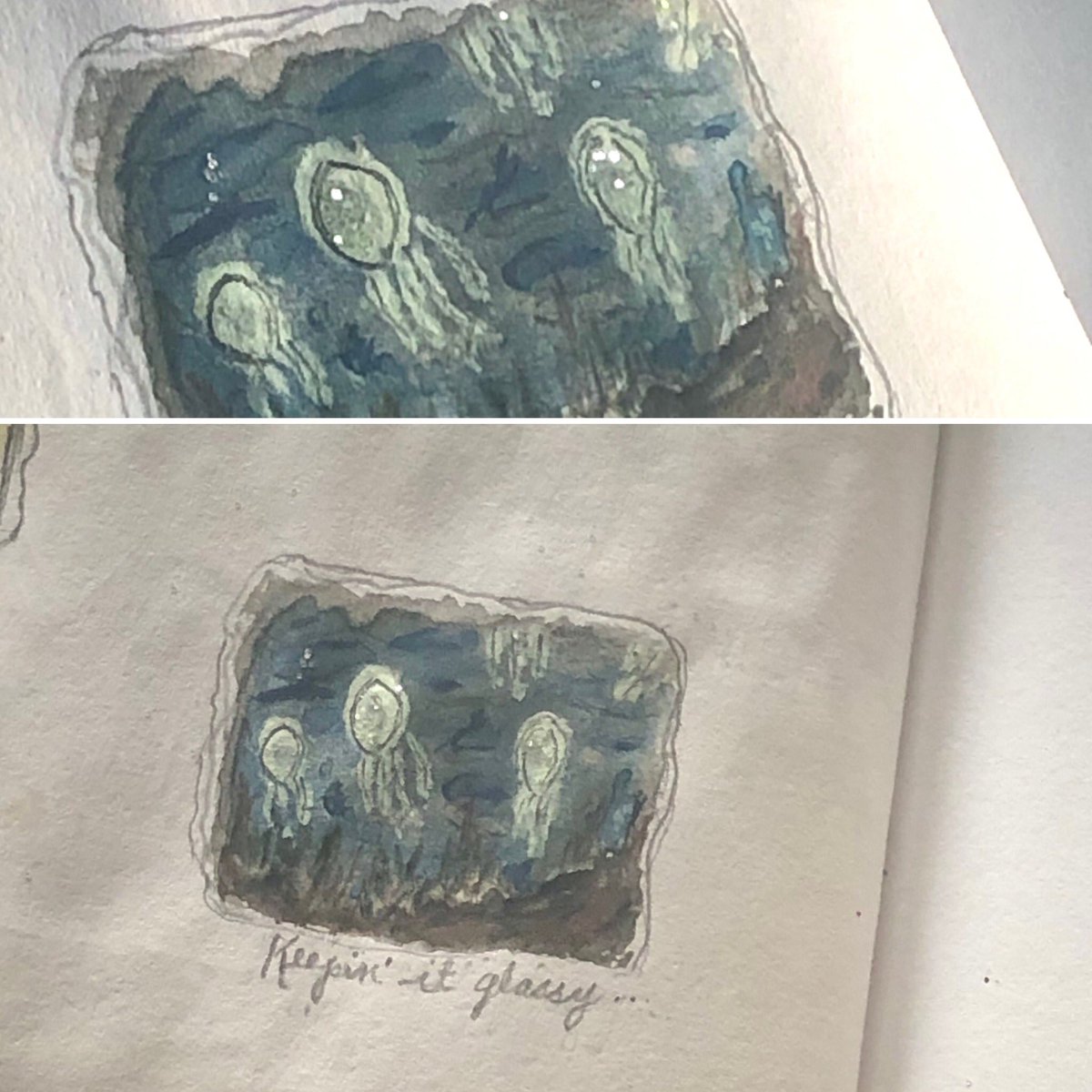 TarotStuff's tweet image. ✨Keepin’ It Glassy 
D. Steinberg 
06.07.2023 

#WithLovefromaBronxGirl #KeepinItGlassy #GlassSquid #Sea #DeepSea #OceanCreatures #Watercolor #Pencil #Glitter #Sparkle #Art #NY